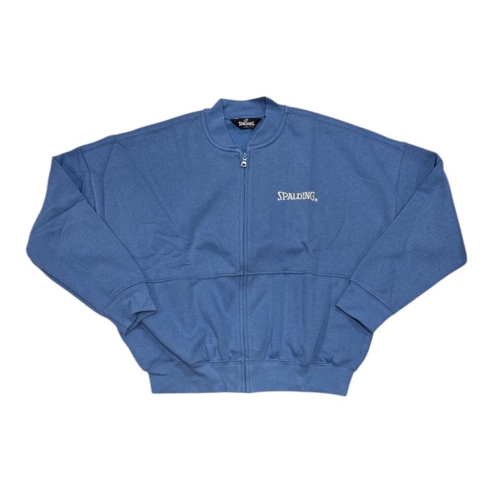Spalding Women's Zip Up Fleece Activewear Bomber Jacket with Pockets - Blue